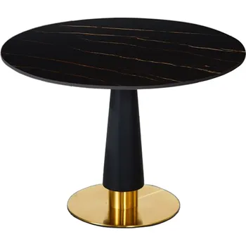 Jídelní stůl Kulatý černý stůl se zlatou nohou 100x75 CT2100RB/GP