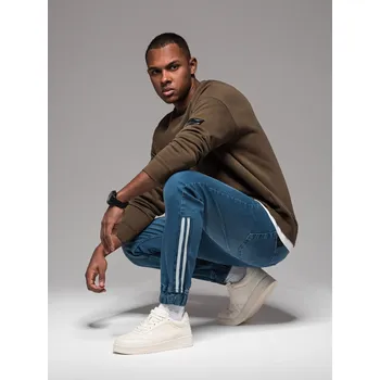 Pánské džínové tepláky s lemováním - modré V3 OM-PADJ-0156 - XXL