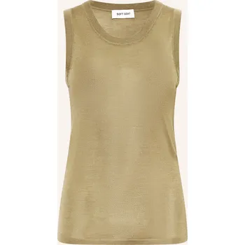 Soft Goat Dámský Pletený Top Z Hedvábí S Kašmírem, olivová, 34