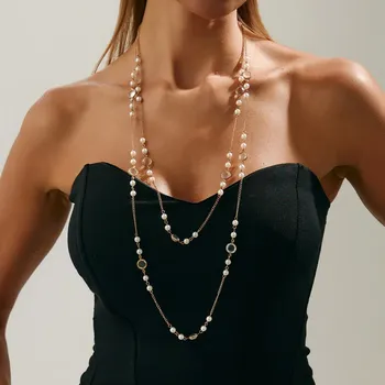 Náhrdelník Elegantní boho vrstvený náhrdelník s perlami | náhrdelník šperk - 05 Zlatá 6688