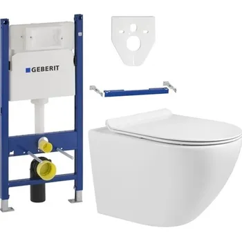 Závěsný set GEBERIT Duofix Basic+ WC LENA Rimless 48 x 36 cm + pomalu padající deska Slim, bílá, 3322XX00+39010100