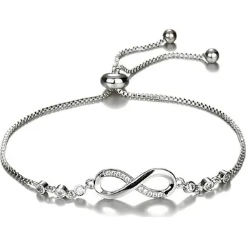 Náramek Jemný nastavitelný kovový náramek s motivem nekonečna | náramek šperk unisex, vhodný pro páry - Stříbro