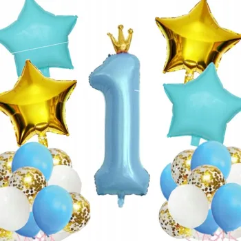 Balónek Sada narozeninových balónků 35ks ROCEK MODRÝ STĚNA GIRLANDA PÁRTY