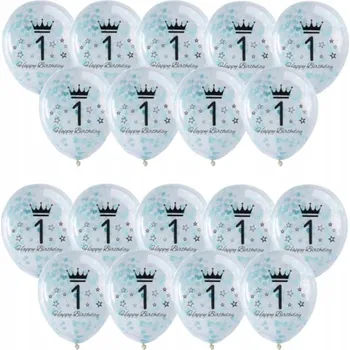 Balónek Balónky transparetní 1. narozeniny, narozeniny, konfety, MODRÉ, 20 ks