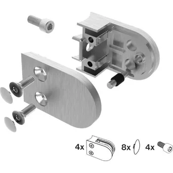 Zábradlí Hahn Steel Držák skla 63x45mm pro sloupek O42,4 mm, model 25 – SET 4 ks, nerez AISI 316, broušený