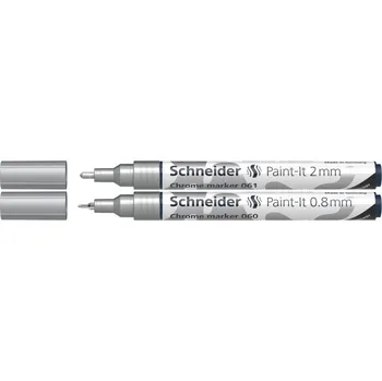 SCHNEIDER Popisovač Schneider Paint-It 060 Chrome Metallic, hrot 0,8 a 2 mm - stříbrný (sada 2 ks) 609355