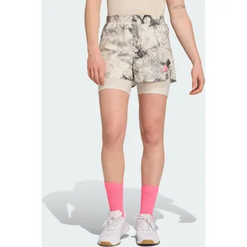 ADIDAS Šortky Own The Run Spray Dye 2v1 ČERNÁ|ŠEDÁ