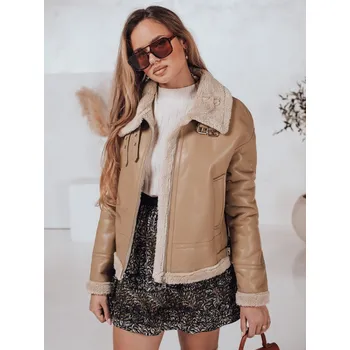Dámská parka Dámská bunda SHEREB kožená TY4756 Barva: Khaki, Velikost: M
