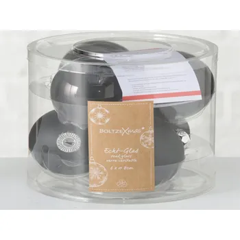 Vánoční dekorace Sada 6 černých vánočních baněk (průměr 8 cm)