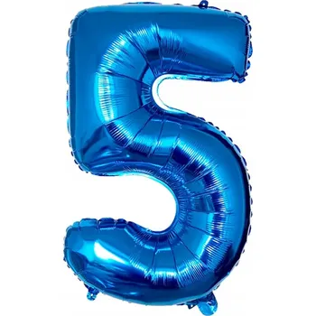 Balónek Velký fóliový balónek ve tvaru číslice 5 PĚTKA MODRÝ na hel 75 cm