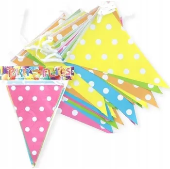 Narozeninový banner pro děti girlanda vlaječky s puntíky mix barev 6m GK