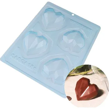 Forma na pečení Třídílná forma na čokoládu Origami srdce Patisdécor – 4 dutiny