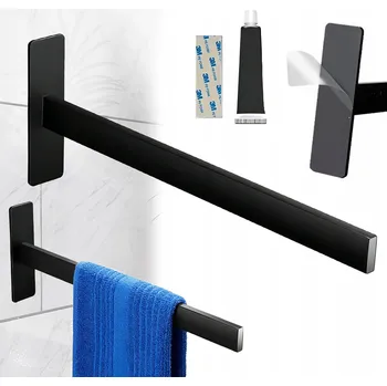 Věšák NEREZOVÁ OCEL 304 VĚŠÁK NA RUČNÍKY SAMOLEPICÍ 38 CM ČERNÝ