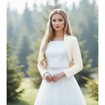 Bolerko Saténové svatební bolerko - ecru: BS-22 Vybraná velikost: 40