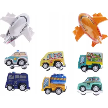 autíčko Set 8 mini vozidel a letadel město, 7 cm, ideální pro malé objevitele. Rozv