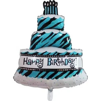 Balónek Velký fóliový balónek dort modrý 58x85cm narozeniny