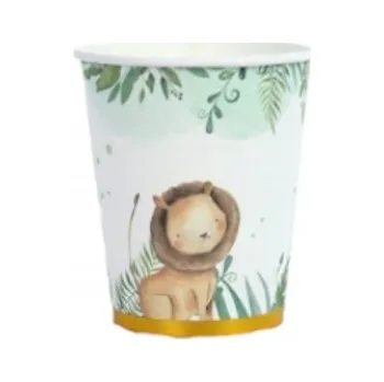 Party nádobí Papírové kelímky SAFARI 250ml 6 Ks na párty, oslavu, ZOO, zvířata