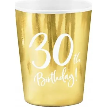 Jednorázové nádobí Fuchsi_pl 30. narozeniny zlaté 220 ml 6 ks