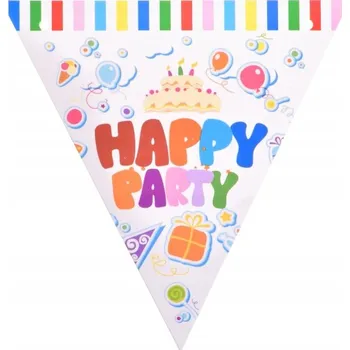 Party dekorace Girlanda / banner k narozeninám HAPPY PARTY - 10 vlaječek