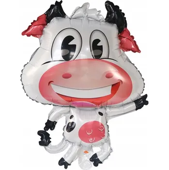 Balónek Velký fóliový balónek Usměvavá kráva kravička narozeniny oslava pro děti 60/45 cm
