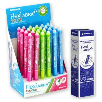 Zestaw promocyjny Długopisów ścieralnych Flexi Abra Colour 24 szt. + 20 szt wkładów, Penmate