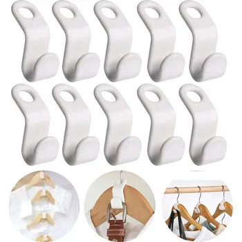 Věšák SADA 10 KUSŮ HÁČKŮ DO ŠATNÍ SKŘÍNĚ NA VĚŠÁKY ORGANIZÉR NA OBLEČENÍ