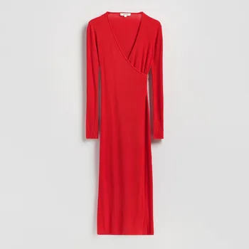 Dámské šaty Reserved - Pruhované šaty se zavazováním - červená - 489IY-33X - 489IY-33X-XS