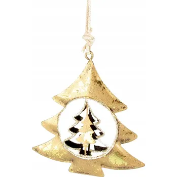 Vánoční dekorace Vánoční ozdoba - zlatý stromeček - kovová plastika