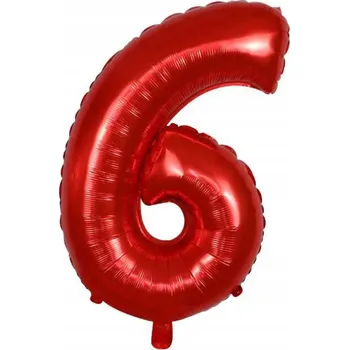 Balónek Velký fóliový balónek ve tvaru číslice 6, ŠESTKA, červený, na helium, 100 cm