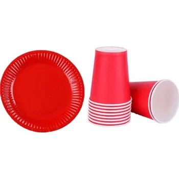 Obraz NAROZENINOVÁ SADA: ČERVENÉ KELÍMKY A TALÍŘKY