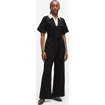 Dámské šaty OVERAL KARL LAGERFELD SIGNATURE COLLAR JUMPSUIT BLACK