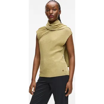 Dámský svetr SVETR KARL LAGERFELD LUREX KNIT SELF TIE TOP LIGHT GOLD