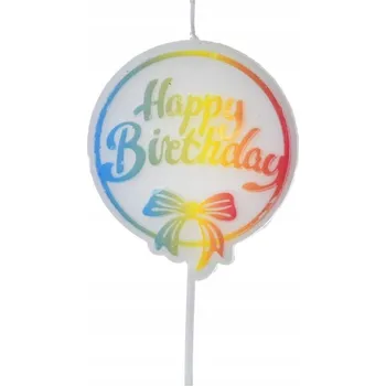 Dortová svíčka Narozeninová SVÍČKA duhová HAPPY BIRTHDAY na dort