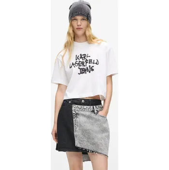 TRIČKO KARL LAGERFELD JEANS KLJ REG CROPPED GRAFFITI TEE WHITE