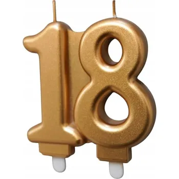 Dortová svíčka Zlaté svíčky číslice 18, osmnáctka, k osmnáctým narozeninám, na oslavu