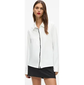 KOŠILE KARL LAGERFELD LOGO TAPE JERSEY SHIRT WHITE