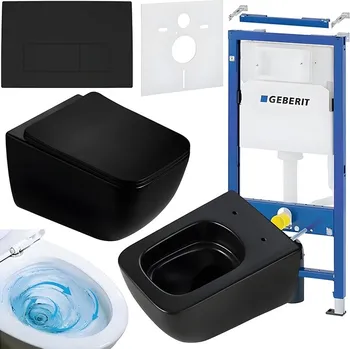Klozet BPS-koupelny Podomítkový modul Geberit DuoFix s WC mísou YU-MTB-TR-03 + ovládací tlačítko Delta 50 černá mat