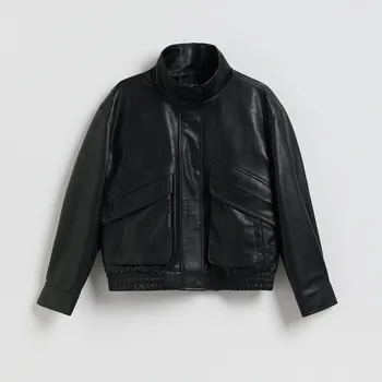 Reserved - Bunda s umělé kůže - černý - 489IA-99X - 489IA-99X-L