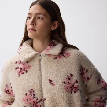 Dámská mikina Reserved - Měkká mikina s límečkem - tělová - 768HS-02X - 768HS-02X-M