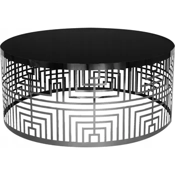 Konferenční stolek Kulatý stůl s černou skleněnou deskou Ø90x48 CJ936