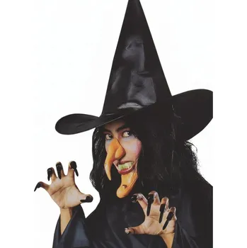 Karnevalový doplněk Sada čarodějnice - prsty, klobouk, nos, brada