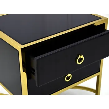 Noční stolek Noční stolek Art deco černé sklo 50x40x55 LW6072