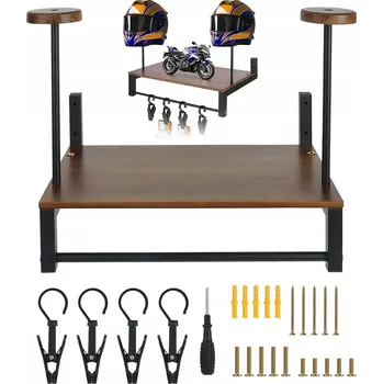 Věšák DRŽÁK NA ZEĎ PRO MOTOCYKLOVÉ PŘILBY BASEBALL RUGBY SE 4 KLIPY