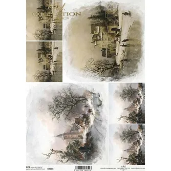 Umělecký papír Rýžový papír A4 pro tvoření ITD - Zimní krajinky - R2268