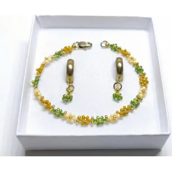 Dárková krabička Bellakvět Sada "Olivie" - Náramek & Náušnice | Miyuki & Ocel Velikost: M 17 cm