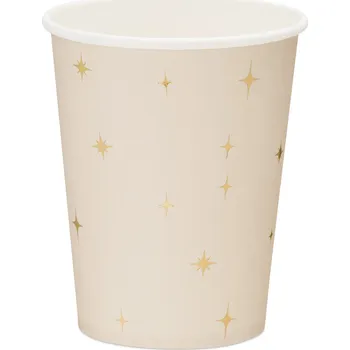 Party dekorace Kelímky béžové s hvězdičkami 6 ks