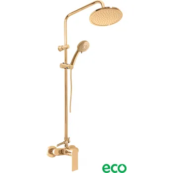 Sprchový set NIL - Sprchový systém s vodovodní baterií, Zlatá - kartáčovaná NL182.5/7ZK, RAV Slezák
