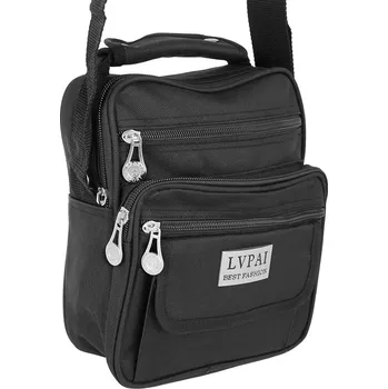 Pánská taška přes rameno Angel černá (Černá taška z polyesteru se 6ti komorami)