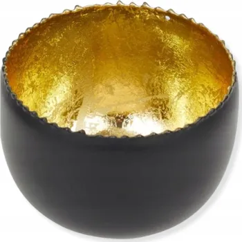 Svícen GLAMOUR SVÍCEN na čajové svíčky, BARVA ČERNÁ / ZLATÁ