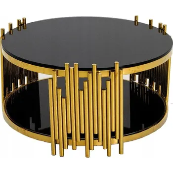 Konferenční stolek Zlatý stolek s černou deskou Ø89x45 cm CJ900